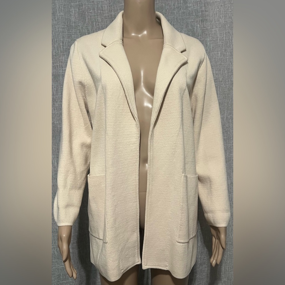 Quince Cardigan Women's 100% Organic Cotton Knit No buttons~MEDIUM ~in Ivory
